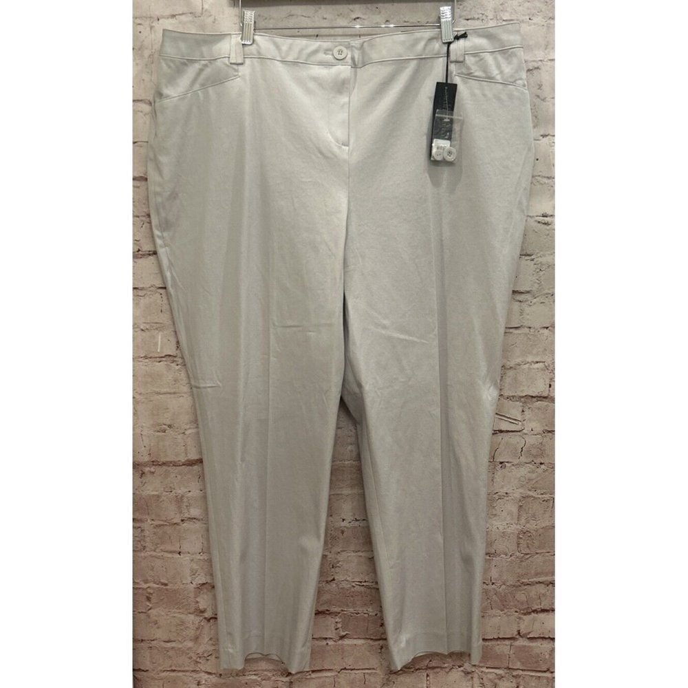 Lane Bryant Womens LENA PANT Gray Moderately Curvy Fit Straight Leg 24 Short NEW